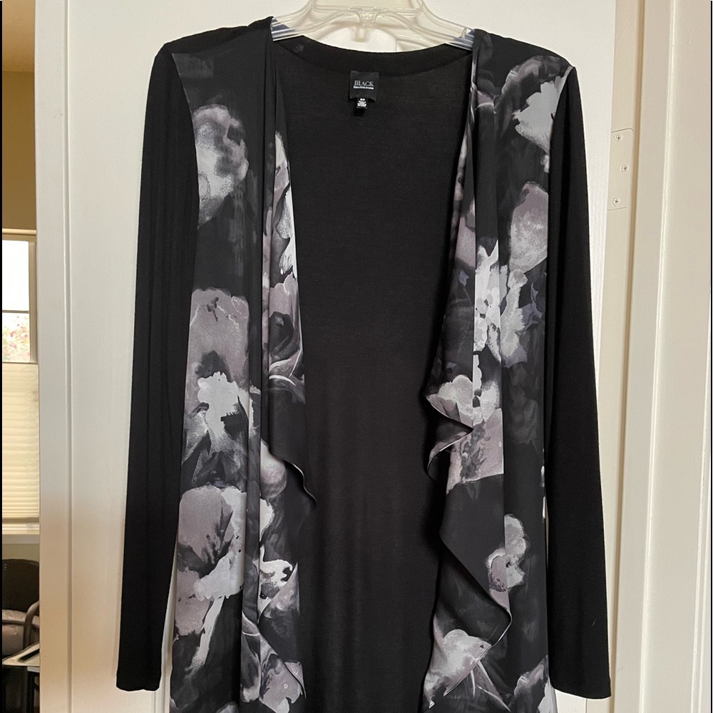 Long cardigan wrap, black/white/gray, S/M